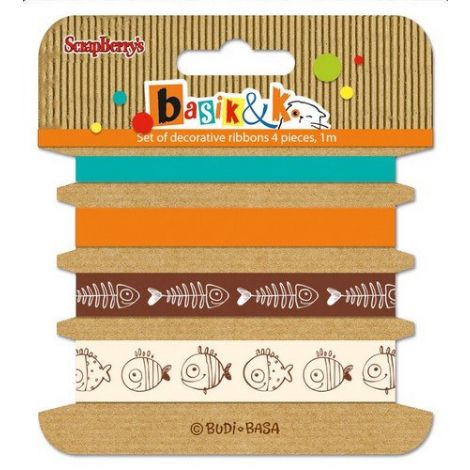 Wstążka dekoracyjna ScrapBerry's Basic&Co, 4szt